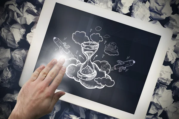 Immagine composita di mano tablet toccante — Foto Stock