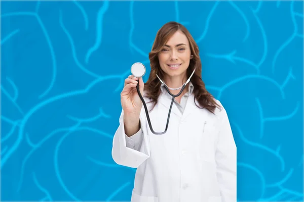 Doctor using stethoscope — Stock Photo, Image