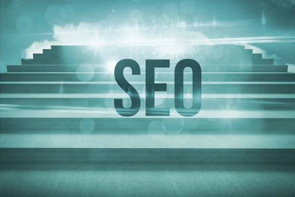 Seo against steps against blue sky — Stock Photo, Image