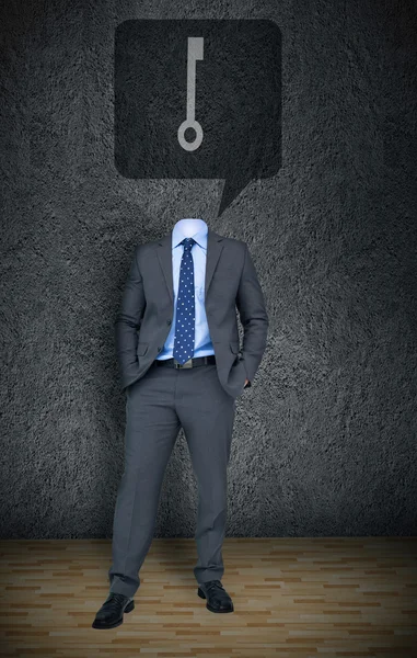 Headless affärsman med nyckel i pratbubbla — Stockfoto