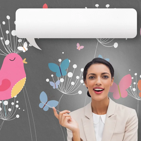 Businesswoman with speech bubble — Stock Photo, Image