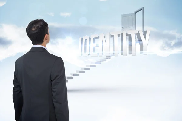 Identiteit tegen witte stappen die leiden naar de open deur — Stockfoto