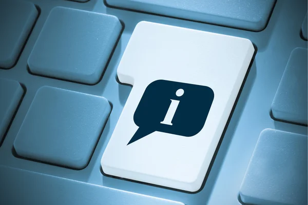 Composite image of speech bubble on enter key — Stock Photo, Image