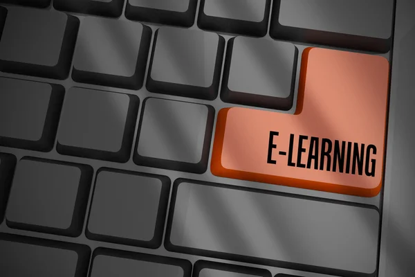 E-learning på svart tangentbord — Stockfoto