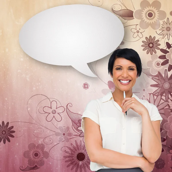 Businesswoman with speech bubble — Stock Photo, Image
