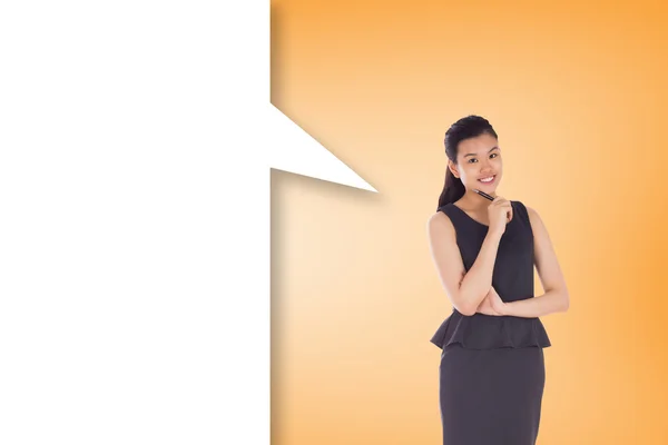 Asian businesswoman with speech bubble — Stock Photo, Image