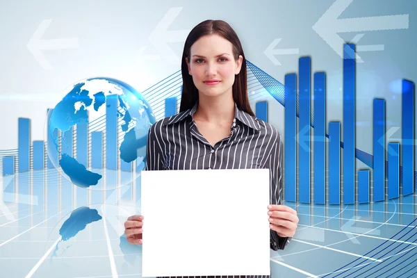 Businesswoman showing card — Stock Photo, Image