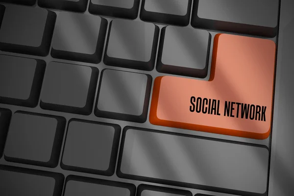 Sociální síť na černá klávesnice — Stock fotografie
