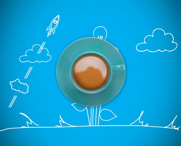Blaue Tasse Kaffee — Stockfoto