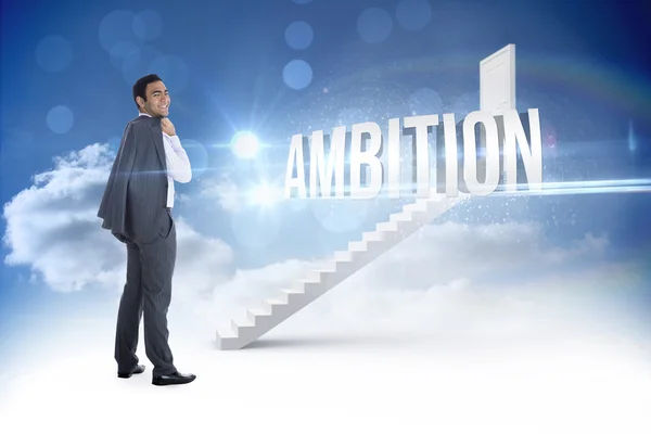 Ambition against steps leading to closed door in the sky — Stock Photo, Image