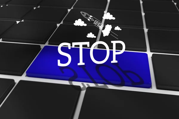 Stop contro tastiera nera — Foto Stock