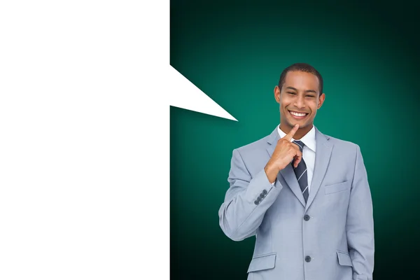 Businessman with speech bubble — Stock Photo, Image