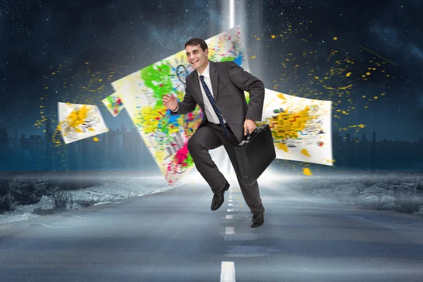 Cheerful businessman in a hurry — Stock Photo, Image