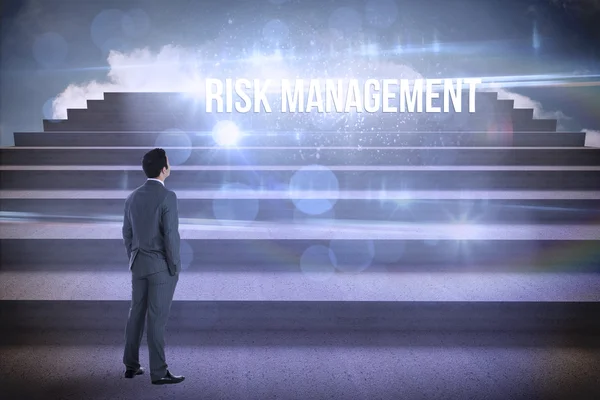 Risk management against steps against blue sky — Stock Photo, Image