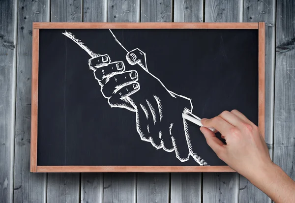 Hand drawing handshake with chalk — Stock Photo, Image