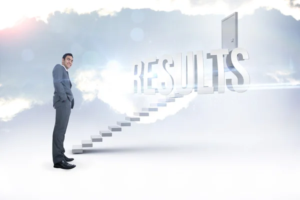 Results against white steps leading to closed door — Stock Photo, Image