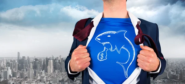 Empresário abrindo sua camisa estilo super-herói — Fotografia de Stock