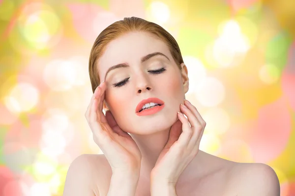 Redhead posing with hands — Stock Photo, Image