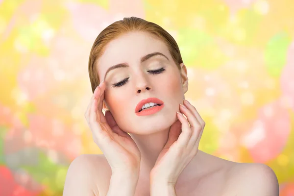 Redhead posing with hands — Stock Photo, Image