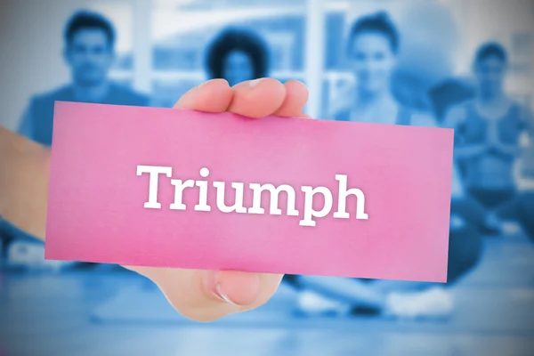 Tartó rózsaszín kártya mondás triumph női — Stock Fotó