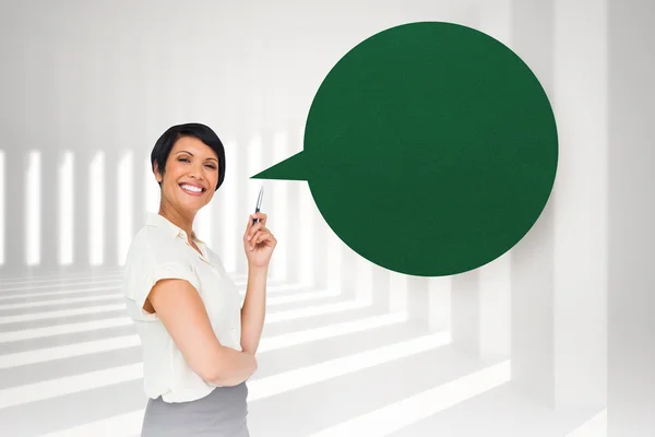 Businesswoman with speech bubble — Stock Photo, Image