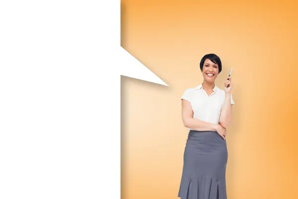 Businesswoman with speech bubble — Stock Photo, Image