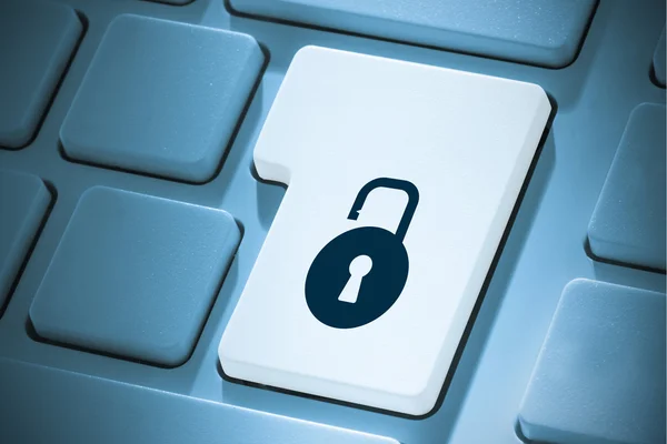 Composite image of lock on enter key — Stock Photo, Image