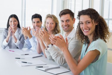 Business team applauding clipart