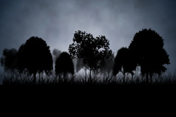 Cena gótica escura com árvores — Fotografia de Stock