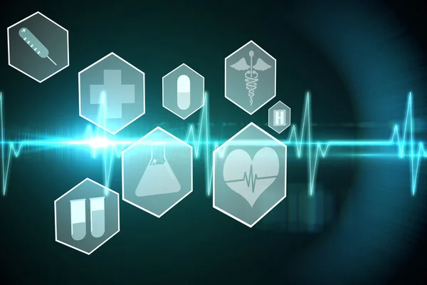 Medical icons in hexagons interface menu — Stock Photo, Image