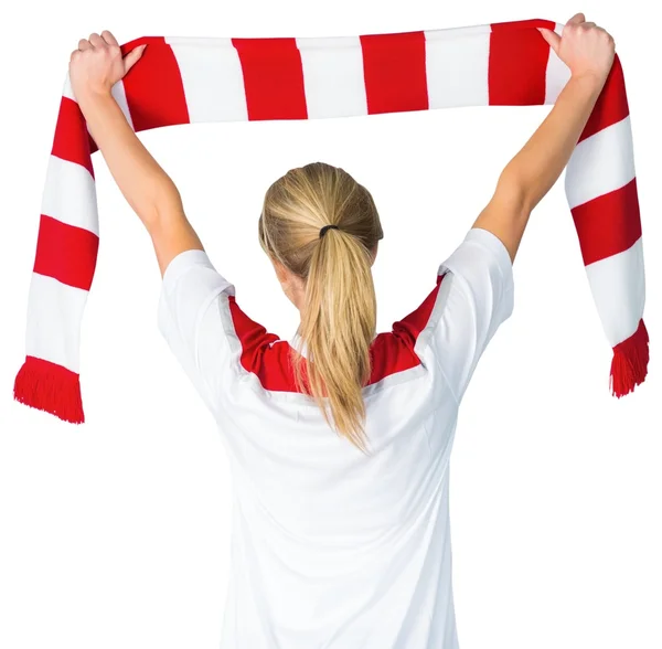 Football fan in white cheering — Stock Photo, Image