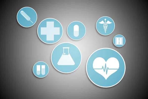Медицинские иконы в сине-белом цвете — стоковое фото