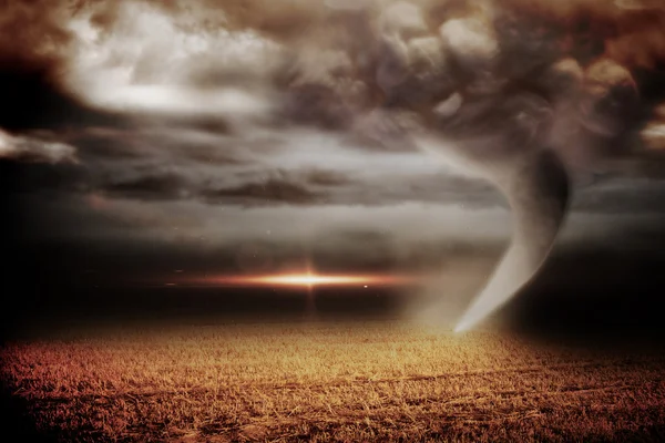 Stormy sky with tornado — Stock Photo, Image