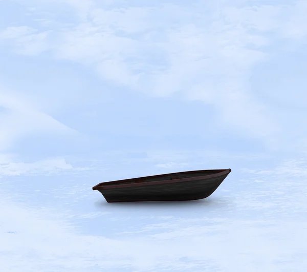 Sail boat stuck in ice — Stock Photo, Image