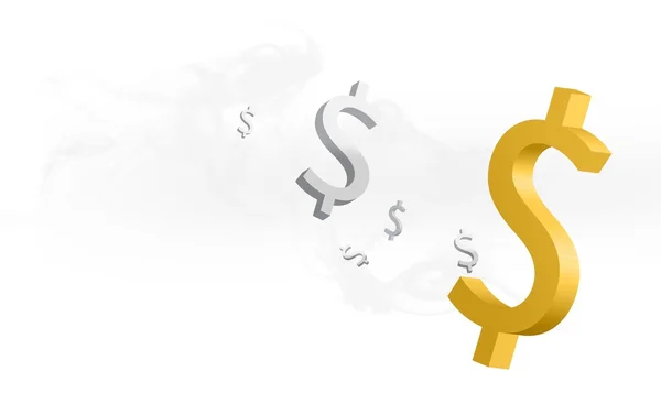 Dollar signs in puff of smoke — Stock Photo, Image