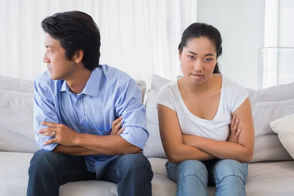 Couple not talking after a dispute on the sofa — Stock Photo, Image