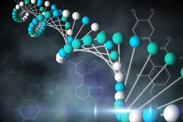 Dna Strang mit chemischen Strukturen — Stockfoto