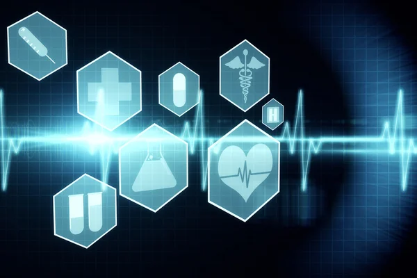 Medical icons in hexagons interface menu — Stock Photo, Image