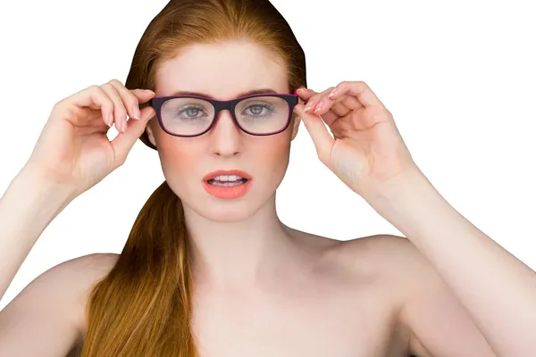 Pelirroja posando con gafas —  Fotos de Stock