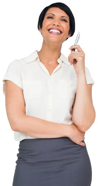 Thoughtful businesswoman in skirt — Stock Photo, Image