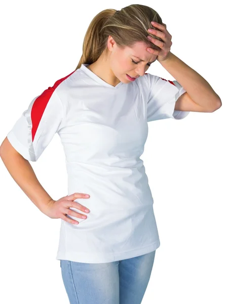 Disappointed football fan in white — Stock Photo, Image