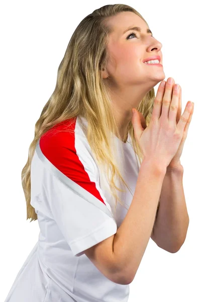 Nervous football fan in white — Stock Photo, Image