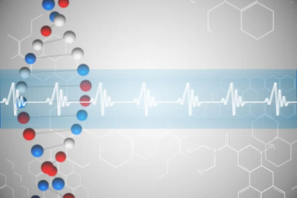 DNA spiralen med EKG linje — Stockfoto