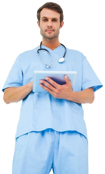 Surgeon using tablet pc — Stock Photo, Image