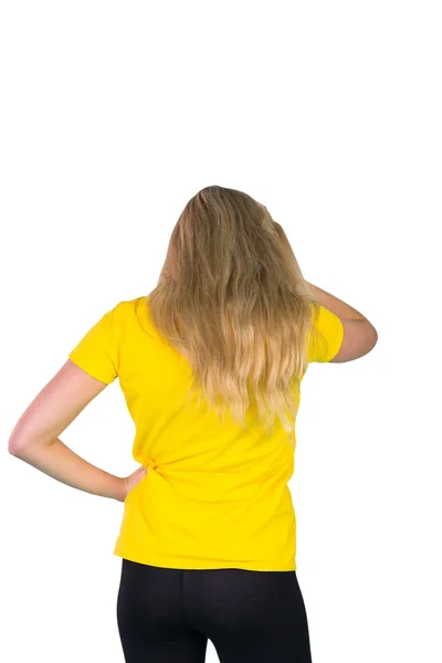 Football fan in yellow tshirt — Stock Photo, Image