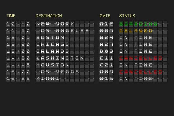 Departures list — Stock Photo, Image