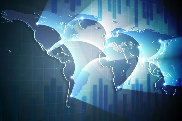 Globale Geschäftsgrafik in Blau — Stockfoto