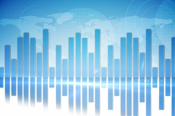 Globalny biznes graficzny w kolorze niebieskim — Zdjęcie stockowe