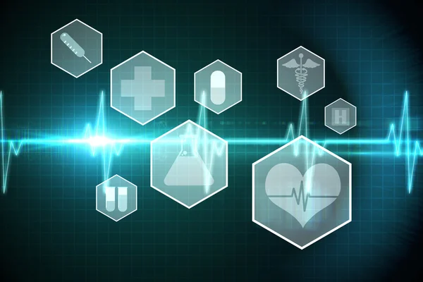 Medical icons in hexagons interface menu — Stock Photo, Image