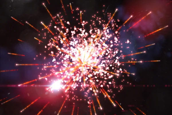 Bright firework design on black — Stock Photo, Image